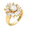 Oro Laminado Multi Stone Ring, Gold Filled Style with White Cubic Zirconia, Polished, Golden Finish, 01.210.0050.08 (Size 8)