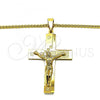 Stainless Steel Pendant Necklace, Crucifix Design, Polished, Golden Finish, 04.116.0058.1.30