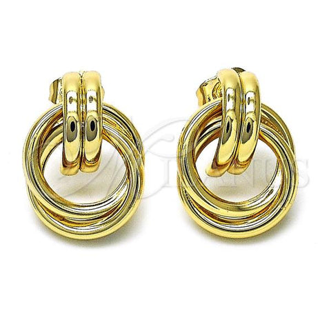 Oro Laminado Stud Earring, Gold Filled Style Hollow Design, Polished, Golden Finish, 02.196.0120