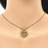 Oro Laminado Pendant Necklace, Gold Filled Style Heart and Mom Design, with White Cubic Zirconia, Polished, Golden Finish, 04.342.0003.18