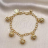 Oro Laminado Charm Bracelet, Gold Filled Style Heart Design, Polished, Golden Finish, 03.331.0222.08