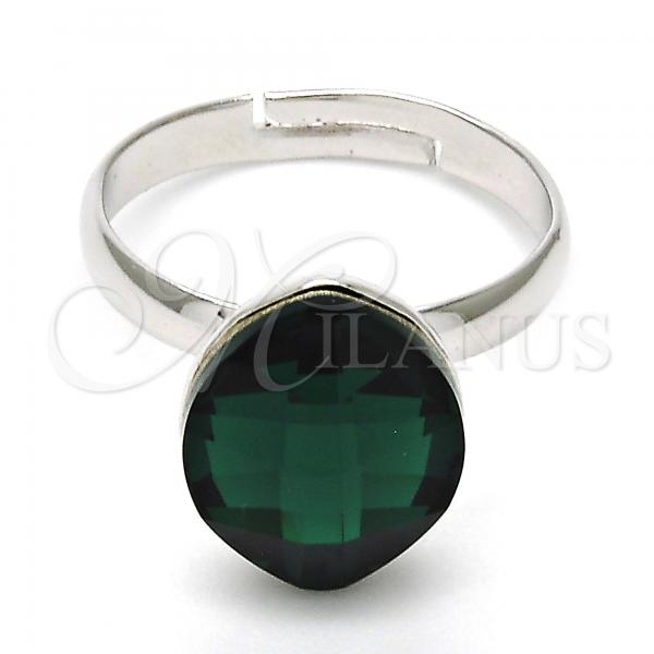 Rhodium Plated Multi Stone Ring, with Emerald Swarovski Crystals, Polished, Rhodium Finish, 01.239.0008.4 (One size fits all)