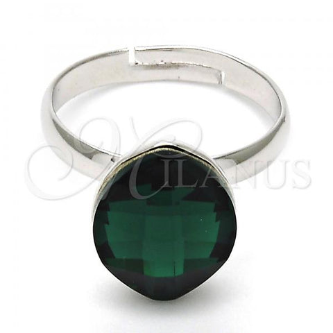 Rhodium Plated Multi Stone Ring, with Emerald Swarovski Crystals, Polished, Rhodium Finish, 01.239.0008.4 (One size fits all)