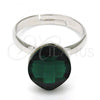 Rhodium Plated Multi Stone Ring, with Emerald Swarovski Crystals, Polished, Rhodium Finish, 01.239.0008.4 (One size fits all)