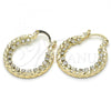Oro Laminado Small Hoop, Gold Filled Style with White Crystal, Diamond Cutting Finish, Golden Finish, 02.122.0104.25