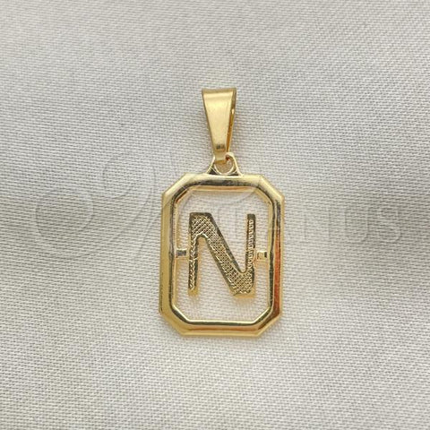 Oro Laminado Fancy Pendant, Gold Filled Style Initials Design, Polished, Golden Finish, 05.02.0069.14
