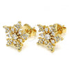 Oro Laminado Stud Earring, Gold Filled Style with White Cubic Zirconia, Polished, Golden Finish, 02.156.0310