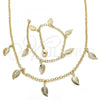 Oro Laminado Necklace and Bracelet, Gold Filled Style Leaf Design, Polished, Golden Finish, 06.63.0206