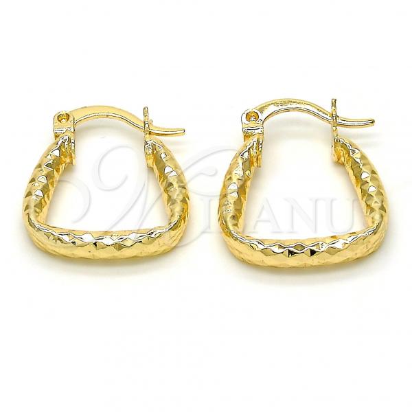 Oro Laminado Small Hoop, Gold Filled Style Diamond Cutting Finish, Golden Finish, 02.170.0160.15