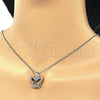 Sterling Silver Pendant Necklace, Butterfly Design, with White Cubic Zirconia, Polished, Tricolor, 04.336.0106.16