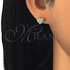 Sterling Silver Stud Earring, Heart Design, with White Micro Pave, Polished, Rose Gold Finish, 02.336.0104.1