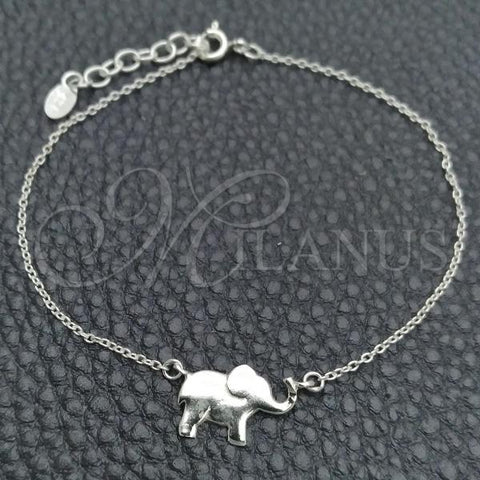Sterling Silver Fancy Bracelet, Elephant Design, Polished, Silver Finish, 03.395.0024.07