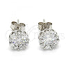 Sterling Silver Stud Earring, with White Cubic Zirconia, Polished, Rhodium Finish, 02.186.0021