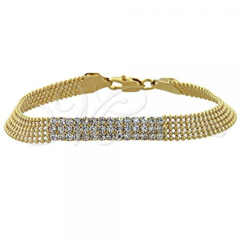 Oro Laminado Fancy Bracelet, Gold Filled Style with White Cubic Zirconia, Polished, Golden Finish, 5.011.010
