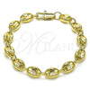 Oro Laminado Fancy Bracelet, Gold Filled Style Puff Mariner Design, Polished, Golden Finish, 03.213.0274.07