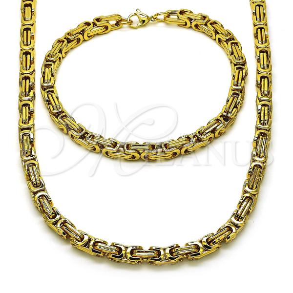 Stainless Steel Necklace and Bracelet, Polished, Golden Finish, 06.363.0008.2
