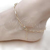 Oro Laminado Fancy Anklet, Gold Filled Style Paperclip Design, Polished, Golden Finish, 04.63.1395.10