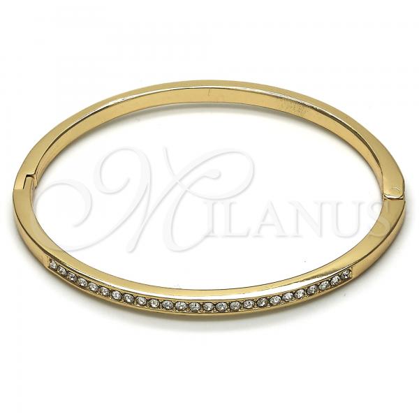 Oro Laminado Individual Bangle, Gold Filled Style with White Crystal, Polished, Golden Finish, 07.307.0009.04 (04 MM Thickness, Size 4 - 2.25 Diameter)