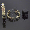 Oro Laminado Medium Hoop, Gold Filled Style Heart Design, Diamond Cutting Finish, Tricolor, 106.027