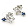 Rhodium Plated Stud Earring, Butterfly Design, with Sapphire Blue and White Cubic Zirconia, Polished, Rhodium Finish, 02.210.0093.3