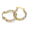 Oro Laminado Small Hoop, Gold Filled Style Diamond Cutting Finish, Tricolor, 02.65.2586.20