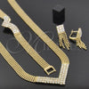 Oro Laminado Necklace, Bracelet and Earring, Gold Filled Style with  Cubic Zirconia, Golden Finish, 5.014.004