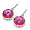 Rhodium Plated Dangle Earring, with Rose Swarovski Crystals, Polished, Rhodium Finish, 02.239.0001.10