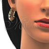 Oro Laminado Earring and Pendant Adult Set, Gold Filled Style Polished, Tricolor, 10.163.0006.1