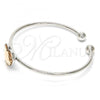 Rhodium Plated Individual Bangle, Heart Design, with Light Silk Swarovski Crystals, Polished, Rhodium Finish, 07.239.0013.6 (02 MM Thickness, One size fits all)