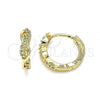 Oro Laminado Huggie Hoop, Gold Filled Style Infinite Design, with White Micro Pave, Polished, Golden Finish, 02.210.0571.12
