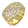 Oro Laminado Multi Stone Ring, Gold Filled Style with White Cubic Zirconia, Polished, Golden Finish, 01.99.0029.08 (Size 8)