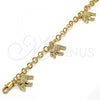 Oro Laminado Charm Bracelet, Gold Filled Style Elephant Design, with White Crystal, Diamond Cutting Finish, Golden Finish, 03.63.1794.07