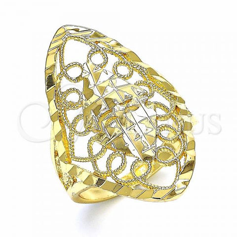 Oro Laminado Elegant Ring, Gold Filled Style Diamond Cutting Finish, Golden Finish, 01.233.0009.08 (Size 8)