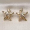 Oro Laminado Stud Earring, Gold Filled Style Star Design, Polished, Golden Finish, 02.195.0345