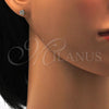 Stainless Steel Stud Earring, Flower Design, with White Crystal, Polished, Golden Finish, 02.271.0005