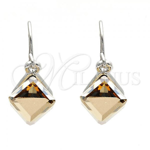 Rhodium Plated Dangle Earring, with Light Silk Swarovski Crystals, Polished, Rhodium Finish, 02.239.0002.4