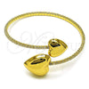 Oro Laminado Individual Bangle, Gold Filled Style Heart Design, with White Cubic Zirconia, Polished, Golden Finish, 07.421.0002