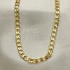 Oro Laminado Basic Necklace, Gold Filled Style Pave Cuban Design, Polished, Golden Finish, 04.213.0184.24