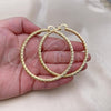 Oro Laminado Extra Large Hoop, Gold Filled Style Hollow Design, Diamond Cutting Finish, Golden Finish, 5.139.008.70