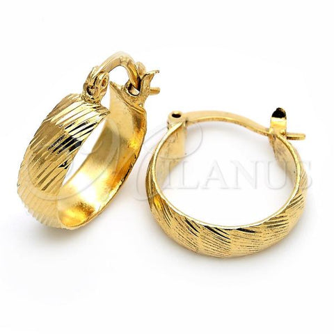 Oro Laminado Small Hoop, Gold Filled Style Diamond Cutting Finish, Golden Finish, 5.159.013