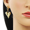Oro Laminado Dangle Earring, Gold Filled Style Heart and Hollow Design, Polished, Golden Finish, 02.341.0180