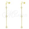 Sterling Silver Long Earring, with White Cubic Zirconia, Polished, Golden Finish, 02.186.0199.1