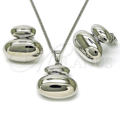 Rhodium Plated Earring and Pendant Adult Set, Chunky Design, Polished, Rhodium Finish, 10.163.0028