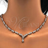 Oro Laminado Necklace and Earring, Gold Filled Style Teardrop Design, with White Cubic Zirconia, Polished, Golden Finish, 06.205.0005