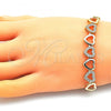 Oro Laminado Fancy Bracelet, Gold Filled Style Heart Design, with White Cubic Zirconia, Polished, Golden Finish, 03.283.0045.07