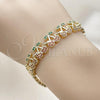 Oro Laminado Tennis Bracelet, Gold Filled Style Cherry Design, with Garnet and Green Micro Pave, Polished, Golden Finish, 03.284.0060.1.07
