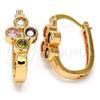 Oro Laminado Small Hoop, Gold Filled Style with Multicolor Cubic Zirconia, Polished, Golden Finish, 02.196.0022.2.18