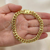 Oro Laminado Basic Bracelet, Gold Filled Style Miami Cuban Design, Polished, Golden Finish, 03.278.0001.08