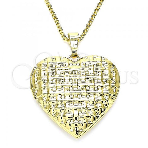 Oro Laminado Pendant Necklace, Gold Filled Style Heart Design, Polished, Golden Finish, 04.117.0038.18