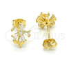 Sterling Silver Stud Earring, Flower Design, with White Cubic Zirconia, Polished, Golden Finish, 02.285.0064